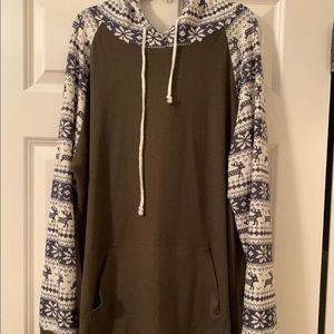 Sun glory Womens Olive Green Hooded Sweatshirt Size Xxl